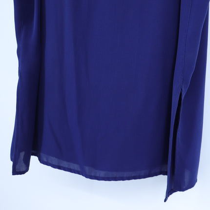 Vince Silk Sleeveless Blouse Cobalt Blue Ribbed Round Neck Women's S