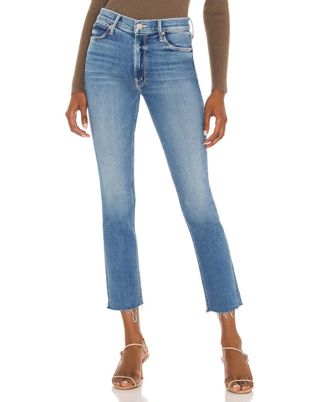Mother The Dazzler Ankle Fray Jeans Blue Riding The Cliffside Women's 25