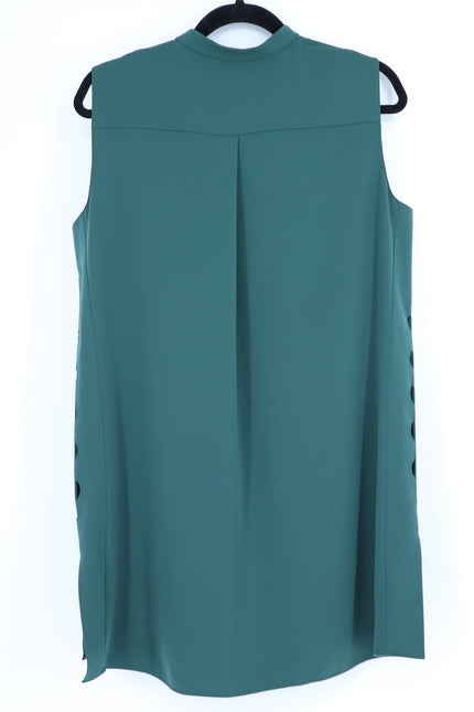 AKRIS PUNTO Green Tunic Dress MSRP$1570 Laser Cut Sleeveless Half Zip Women's 12