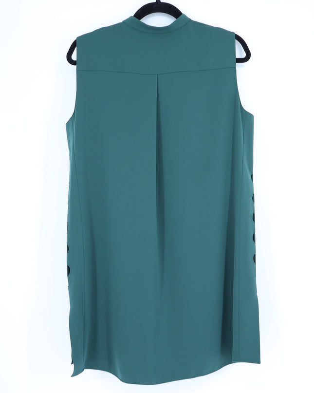 AKRIS PUNTO Green Tunic Dress MSRP$1570 Laser Cut Sleeveless Half Zip Women's 12