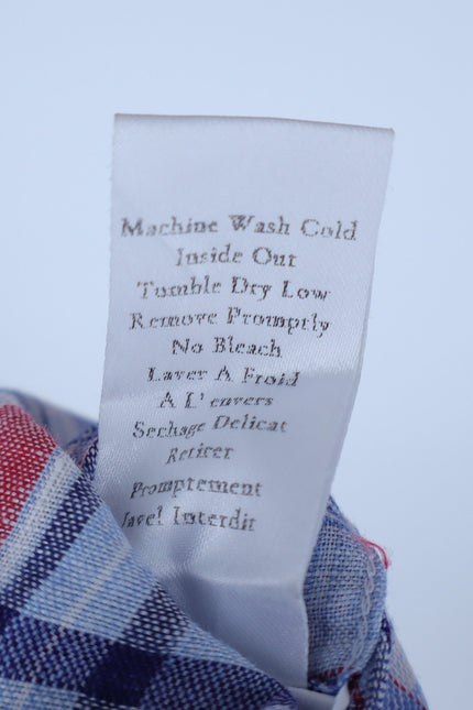 FRANK & EILEEN Mary Shirtdress Blue Red Madras Plaid Long Sleeve Women's S