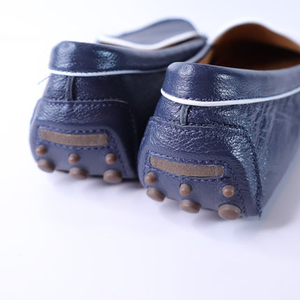 Patricia Green Jill Piped Driving Shoe Navy and White Leather Loafer Women's 9M