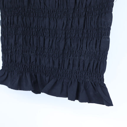 Peachy Den Deba Top Onyx Black Smocked Peplum Hem Sleeveless Tank Women's S