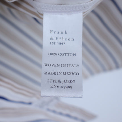 Frank & Eileen Joedy Boyfriend Shirt White Multi Stripe Button Up Women's L