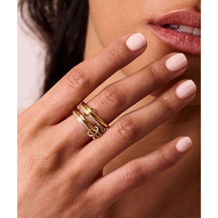 ELECTRIC PICKS Heiress 4 Stacked Gold Ring Minimalist and Stone Size 5