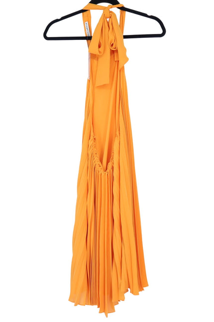 ALICE + OLIVIA Halterneck Sunburst Pleated Mini Dress Orange NWT Women's M