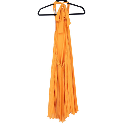 ALICE + OLIVIA Halterneck Sunburst Pleated Mini Dress Orange NWT Women's M