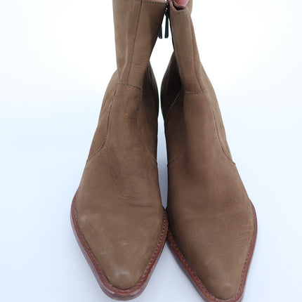 Dolce Vita Volli Heeled Ankle Boots Brown Leather Side Zip Pointed Toe Women's 9