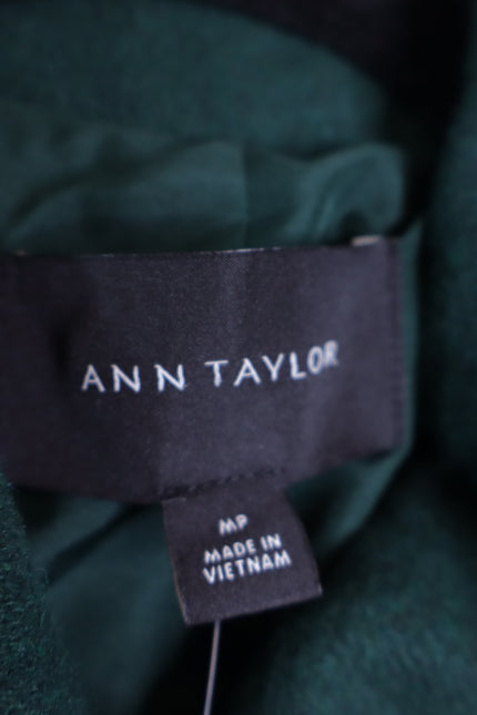 ANN TAYLOR NWT Buttoned Trench Cape Dark Green Wool Blend Women's MP