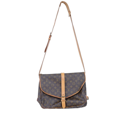 Louis Vuitton Saumur Saddle Bag Brown Leather Monogram Crossbody