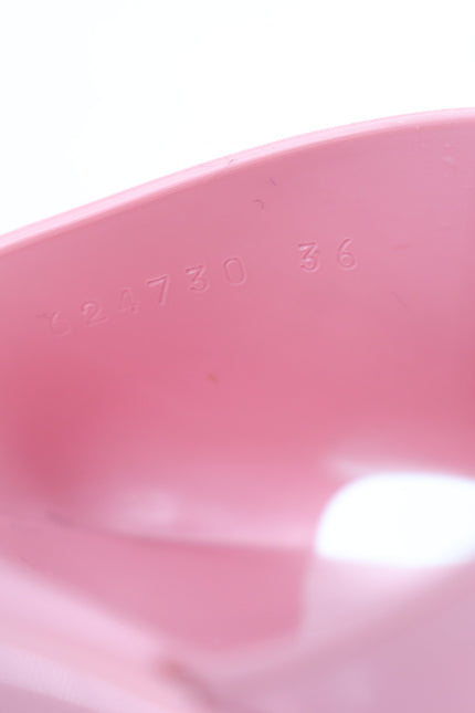GUCCI Platform Heeled Slides Wild Rose Pink Rubber Logo Slip On Women's 36/US 6