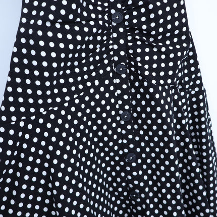 MAEVE Halter Ruched Midi Dress Black Polka Dot NWT Sleeveless Women's 10