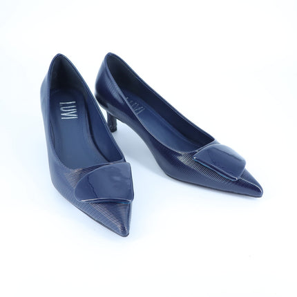 Prologue Shoes Luvi Briana Buckle Pump Navy Pointed Toe Women's 36/US 5.5
