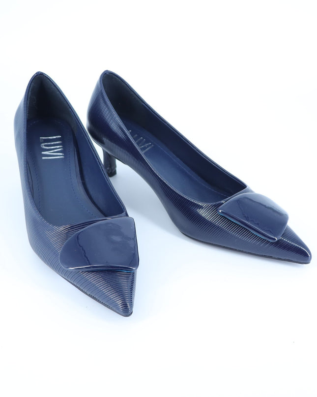 Prologue Shoes Luvi Briana Buckle Pump Navy Pointed Toe Women's 36/US 5.5