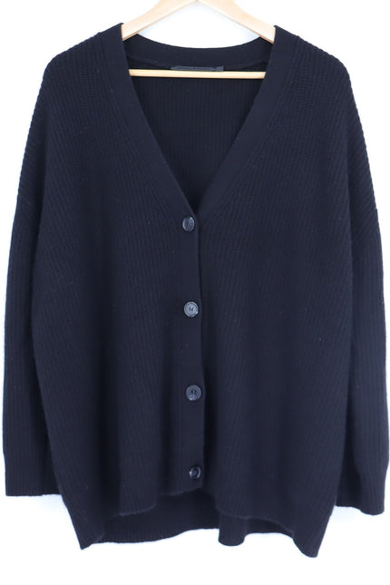JENNI KAYNE 100% Cashmere Cocoon Cardigan Black Long Sleeve Women's M