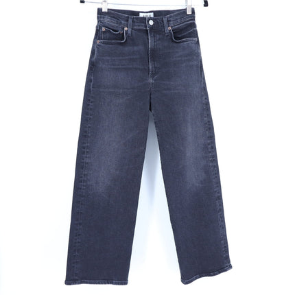 AGOLDE Harper Wide Leg Jeans Radius Black Mid Rise Zip Fly Women's 24