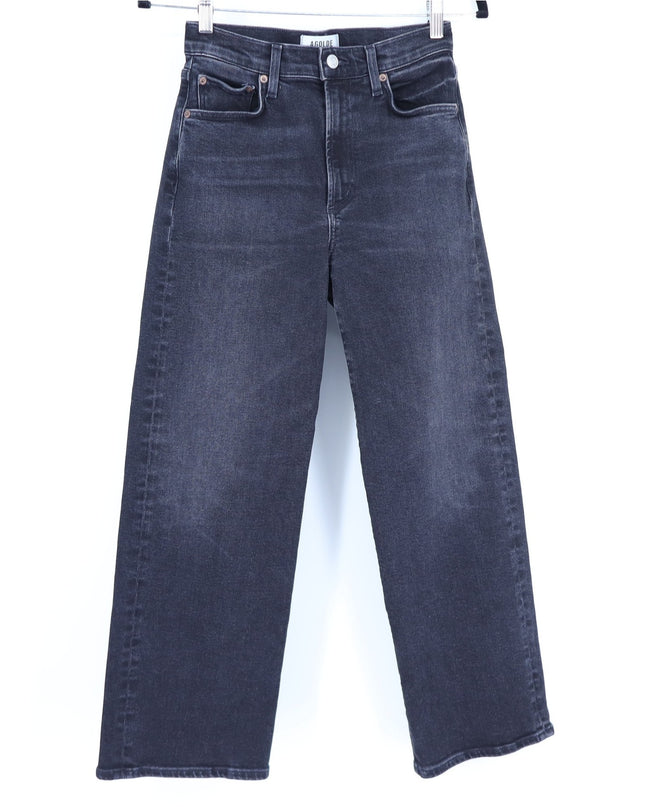 AGOLDE Harper Wide Leg Jeans Radius Black Mid Rise Zip Fly Women's 24