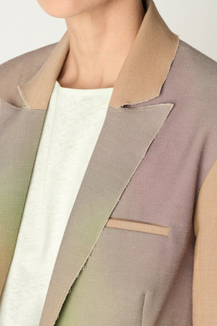 COTELAC Daphne Linen Jacket Rainbow Single Breasted Blazer Women's 1/US 6