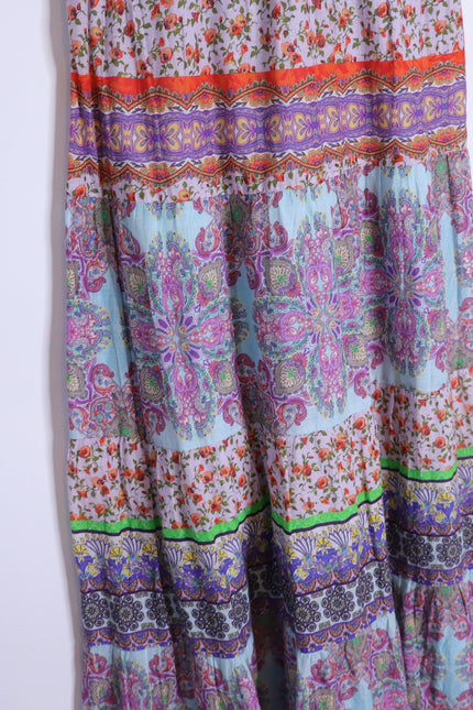 ALICE + OLIVIA Minka Tassel Fringe Maxi Dress Ritzy Multi Tie Front Women's 8