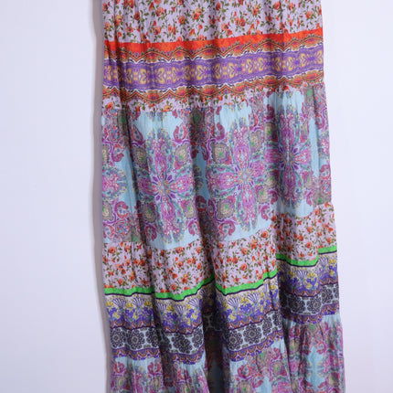 ALICE + OLIVIA Minka Tassel Fringe Maxi Dress Ritzy Multi Tie Front Women's 8