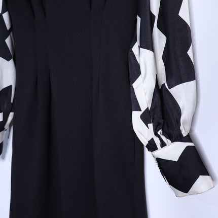 JESSIE LIU Ponte Midi Dress Black Printed Sleeves Tailored Fit Women's XS