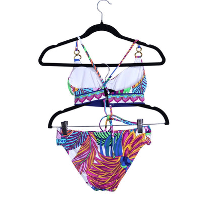 TRINA TURK Paradise Plume 2pc Bralette Top and Shirred Hipster Bikini Women's S