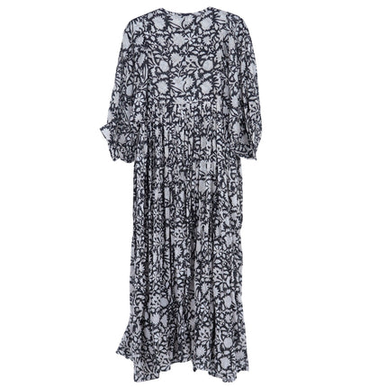 Daughters of India Kyra Maxi Dress Pepper Black NWT Jaal Block Print Women's S