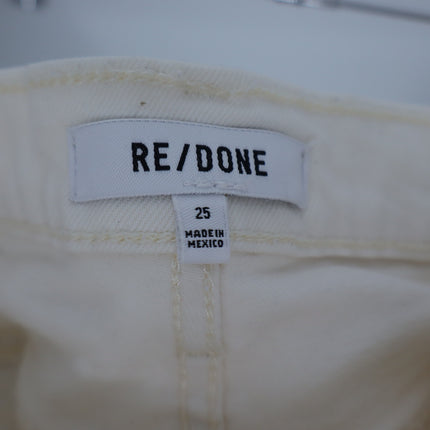 RE/DONE 70's Stove Pipe Jeans Vintage White High Rise Stretch Women's 25