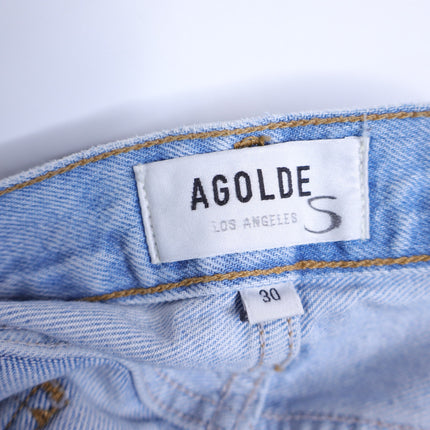 AGOLDE Cooper Cargo Jeans Rank Blue Light Wash Zip Fly Women's 30