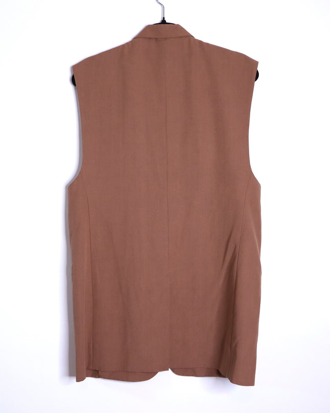 VANESSA BRUNO Christen Belted Longline Sleeveless Jacket Camel Women's 40/US 8