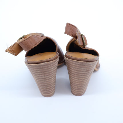 Lucky Brand Aroyli Heeled Mule Brown Leather Slingback Pointed Toe Women's 9