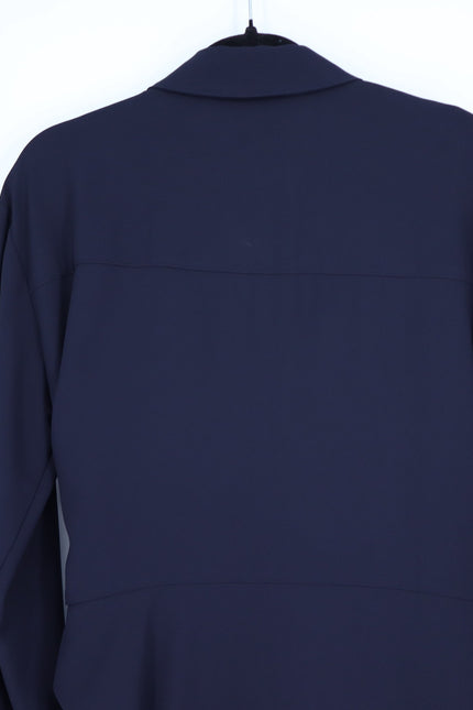 VERONICA BEARD Wright Crepe Midi Shirt Dress Navy Button Down Women's 12