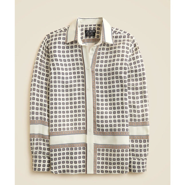 J. Crew Jules Classic Fit Shirt Ivory Foulard Print NWT Button Up Women's 00
