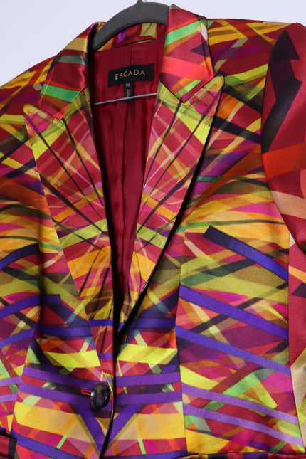ESCADA Bozena Blazer Fantasy Multicolor Geometric Single Button Women's 40/US10