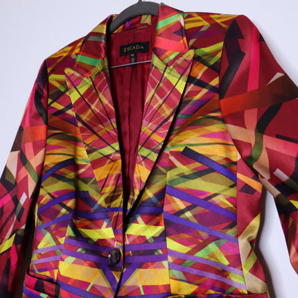 ESCADA Bozena Blazer Fantasy Multicolor Geometric Single Button Women's 40/US10