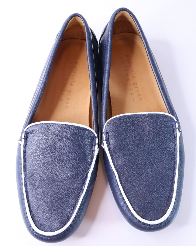 PATRICIA GREEN Jill Piped Driving Shoe Navy and White Women's 9M
