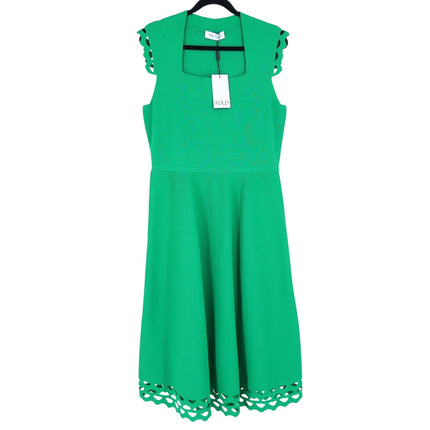 THE FOLD Vienna Sculpt Knit Midi Dress Emerald Green NWT Laser Cut Women's 10