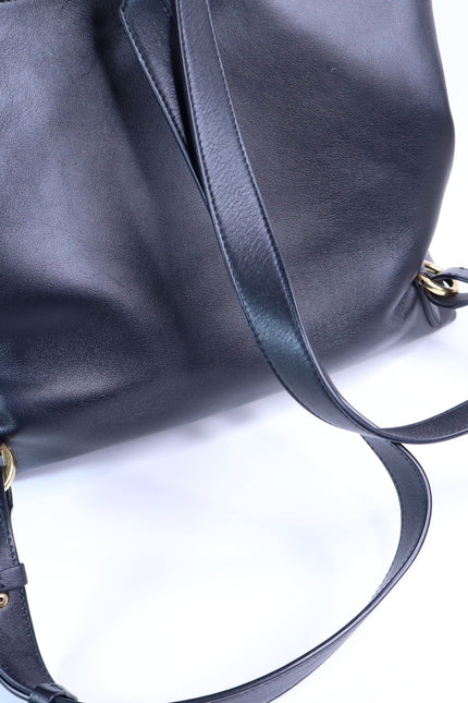 SALVATORE FERRAGAMO Trifolio Leather Backpack Black Top Handle Convertible