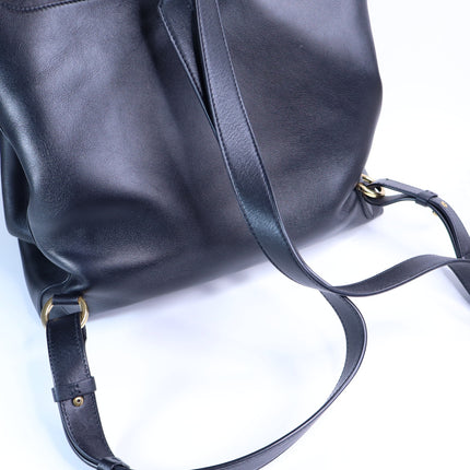 SALVATORE FERRAGAMO Trifolio Leather Backpack Black Top Handle Convertible