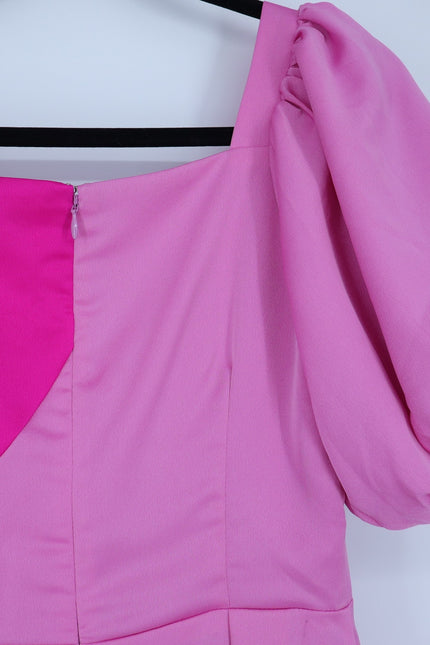 ATOIR Lost To The Night Dress Pink Fuchsia Mini Balloon Hem Puff Sleeve Womens 4