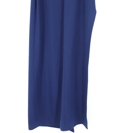 HALSTON HERITAGE Asymmetrical Gown Navy Blue Metal One Sleeve Women's 10