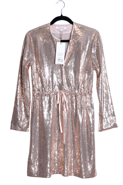 EMERSON FRY NWT Sequin Keyhole Dress Blush Long Sleeve Lined Women's XS