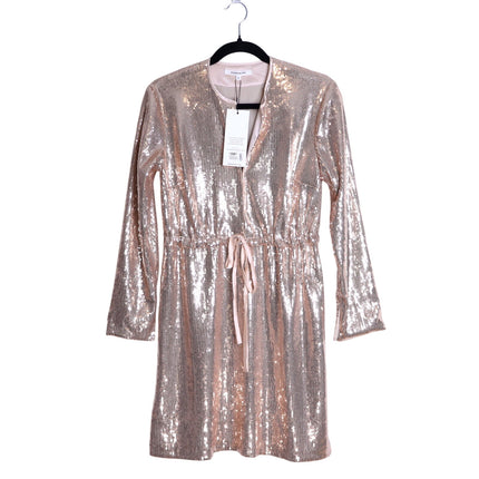 EMERSON FRY Sequin Keyhole Dress NWT Blush Long Sleeve Lined Women's XS