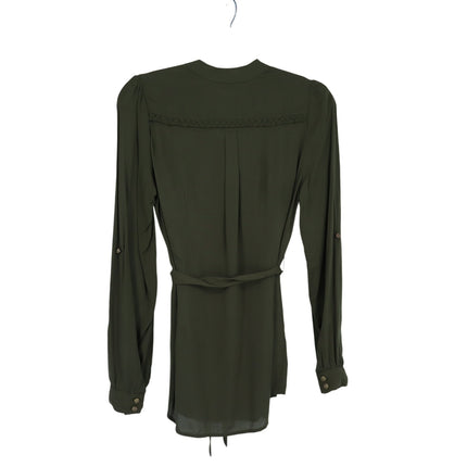 Odille Facile Camp Shirt Olive Green Belted Popover Tunic Long Sleeve Women's 4