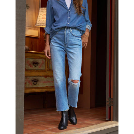 FRANK & EILEEN Monaghan Mom Jean 1997 Wash Distressed High Rise Denim Women's 27