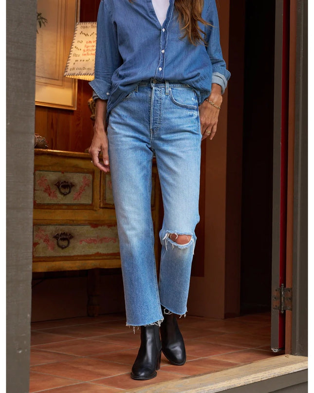 FRANK & EILEEN Monaghan Mom Jean 1997 Wash Distressed High Rise Denim Women's 27