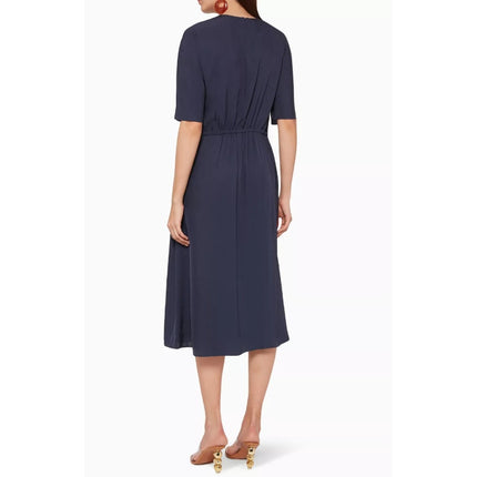 Vince Drape Twill T-Shirt Dress Marine Blue NWT Short Sleeve Women's XXS