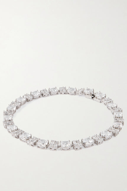 PACO RABANNE Embellished Necklace CZ Crystal Oversized Silver and Clear NIB