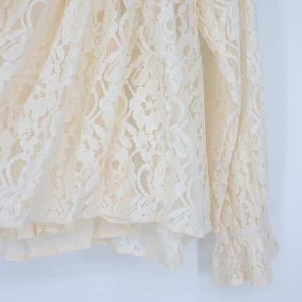 Mille Chantal Lace Blouse with Cami Vanilla Mock Neck Long Sleeve Women's XS