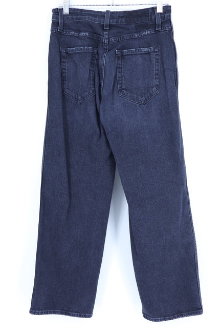 AMO Billie Jeans So Good Black High Rise Wide Leg Straight Cropped Women's 27